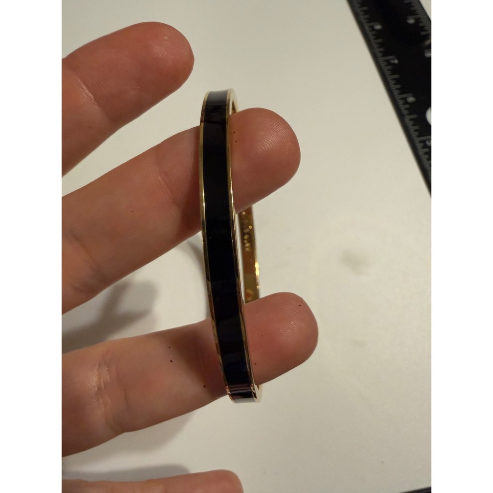 Kate Spade New York Draw The‎ Line Black Enamel Gold Tone Bangle Bracelet